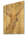 Golden Deer I - Modern Farmhouse Print on Natural Pine Wood