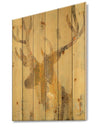 Golden Deer II - Modern Farmhouse Print on Natural Pine Wood