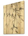 Simplist Bamboo Leaves V - Cabin & Lodge Print on Natural Pine Wood