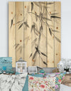 Simplist Bamboo Leaves V - Cabin & Lodge Print on Natural Pine Wood