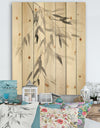 Simplist Bamboo Leaves IV - Cabin & Lodge Print on Natural Pine Wood