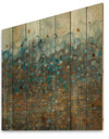 Blue and Bronze Dots - Modern & Contemporary Print on Natural Pine Wood