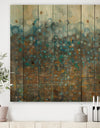 Blue and Bronze Dots - Modern & Contemporary Print on Natural Pine Wood