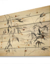 Bamboo Leaves II - Farmhouse Print on Natural Pine Wood