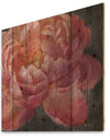 Vivid Pink Peonies I - Shabby Chic Print on Natural Pine Wood