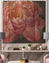 Vivid Pink Peonies I - Shabby Chic Print on Natural Pine Wood