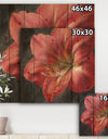 Vivid Red Lily III - Shabby Chic Print on Natural Pine Wood