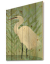 heron by the Shore II - Modern Farmhouse Print on Natural Pine Wood