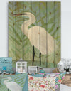 heron by the Shore II - Modern Farmhouse Print on Natural Pine Wood