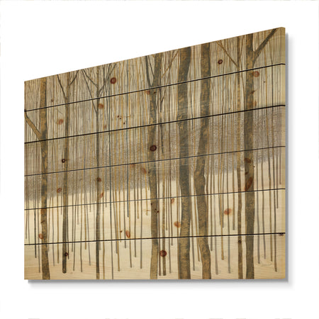 Porch & Den Forest in Winter Gold - Print on Natural Pine Wood