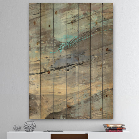 Rock Teal Panel I - Modern & Contemporary Print on Natural Pine Wood