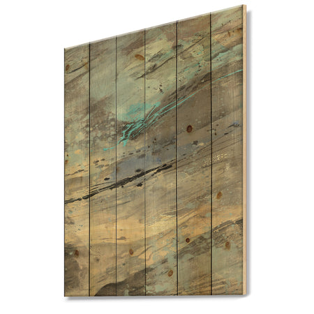 Rock Teal Panel I - Modern & Contemporary Print on Natural Pine Wood
