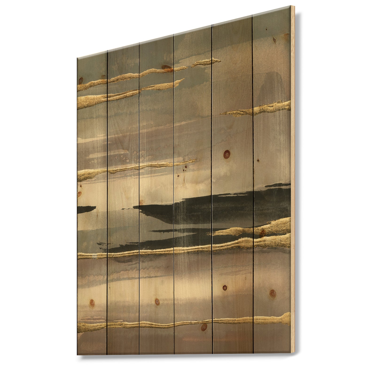 Glamorous Morning Fog II - Modern Glam Print on Natural Pine Wood