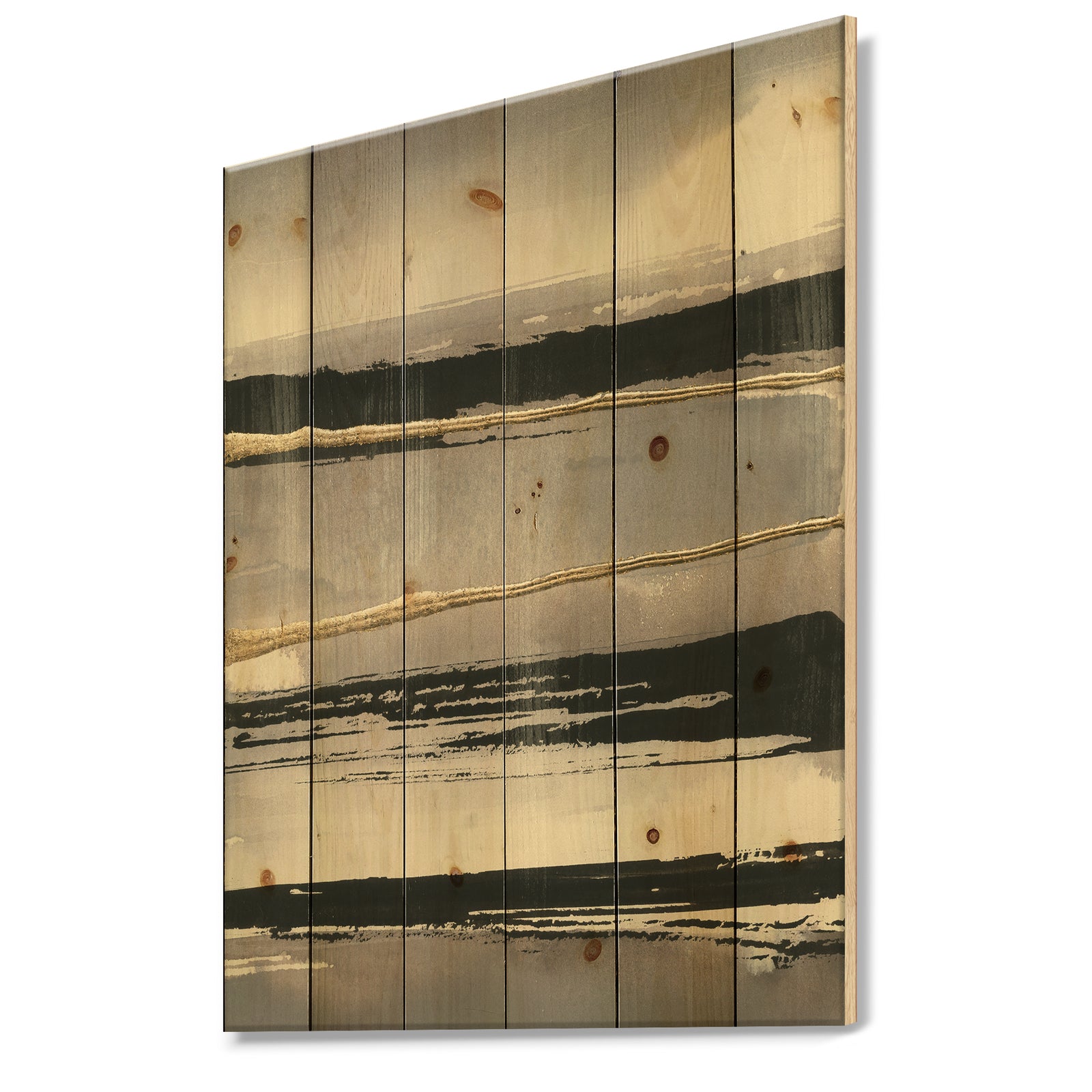 Glamorous Morning Fog III - Modern Glam Print on Natural Pine Wood