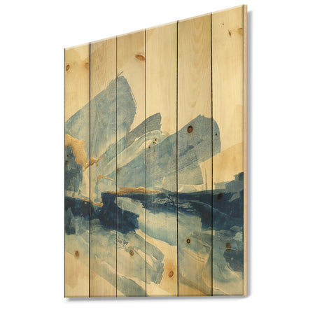 Metallic Gold Indigo I - Modern Glam Print on Natural Pine Wood