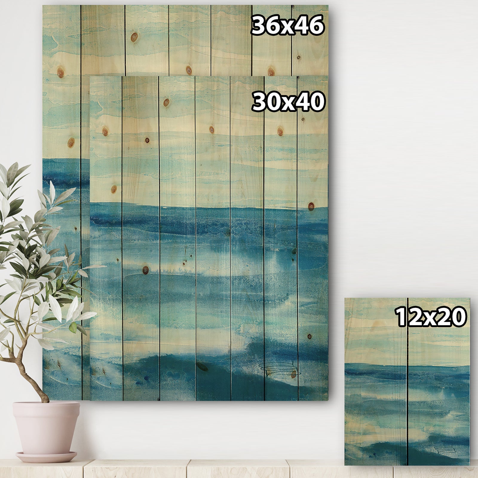 Lost in Blue Panel - Nautical & Coastal Print on Natural Pine Wood