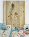 Natural Feathers on Wood I - Farmhouse Print on Natural Pine Wood