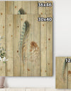 Natural Feathers on Wood I - Farmhouse Print on Natural Pine Wood