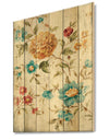 Golden Flowers - Cabin & Lodge Print on Natural Pine Wood