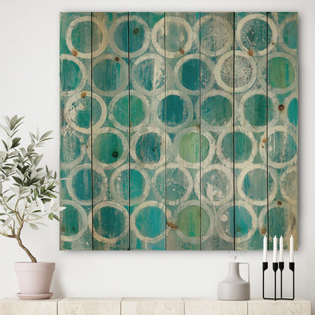 Natural Blue Circle - Modern & Contemporary Print on Natural Pine Wood