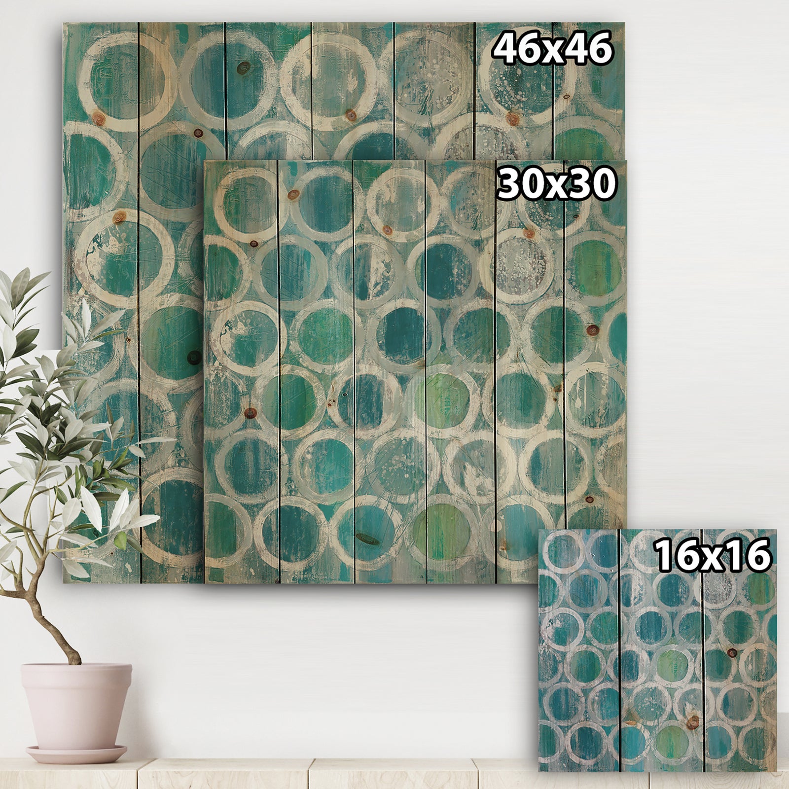 Natural Blue Circle - Modern & Contemporary Print on Natural Pine Wood