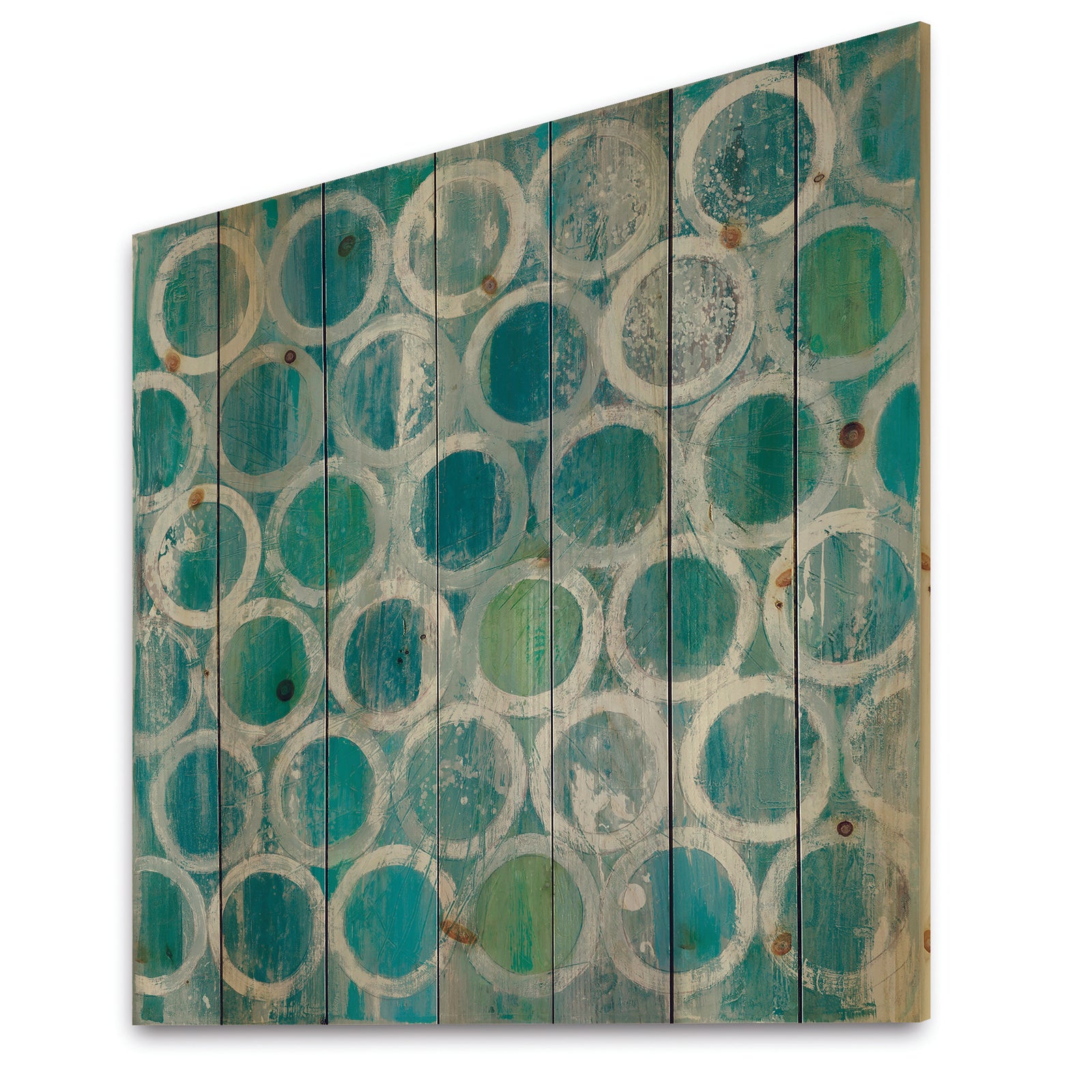 Natural Blue Circle - Modern & Contemporary Print on Natural Pine Wood