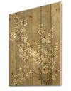 White Cherry Blossom III - Farmhouse Print on Natural Pine Wood