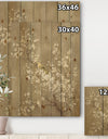 White Cherry Blossom III - Farmhouse Print on Natural Pine Wood