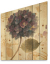 Abundant Hydrangea Flower I - Floral Cottage Print on Natural Pine Wood