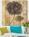 Abundant Hydrangea Flower I - Floral Cottage Print on Natural Pine Wood