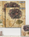 Abundant Hydrangea Flower I - Floral Cottage Print on Natural Pine Wood