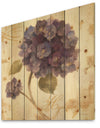 Abundant Hydrangea Flower II - Floral Cottage Print on Natural Pine Wood