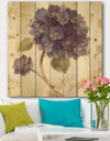 Abundant Hydrangea Flower II - Floral Cottage Print on Natural Pine Wood