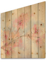 Pink Blossoms Branch - Floral Cottage Print on Natural Pine Wood