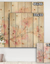 Pink Blossoms Branch - Floral Cottage Print on Natural Pine Wood