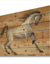 southwest Beige Horse - Modern Farmhouse Print on Natural Pine Wood