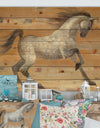 southwest Beige Horse - Modern Farmhouse Print on Natural Pine Wood