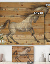 southwest Beige Horse - Modern Farmhouse Print on Natural Pine Wood