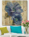 Blue Anemone Flower - Floral Farmhouse Print on Natural Pine Wood