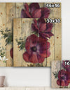 Red Anemone Flower - Floral Farmhouse Print on Natural Pine Wood