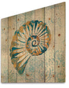 Spiral Shell - Nautical & Coastal Print on Natural Pine Wood