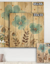 Blue Poppies Cottage Flowers I - Farmhouse Print on Natural Pine Wood