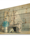 Summer Nautical House - Nautical & Coastal Print on Natural Pine Wood
