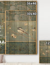 Farmhouse Triptych of Blue Ornaments And Chickadee - Farmhouse Print on Natural Pine Wood