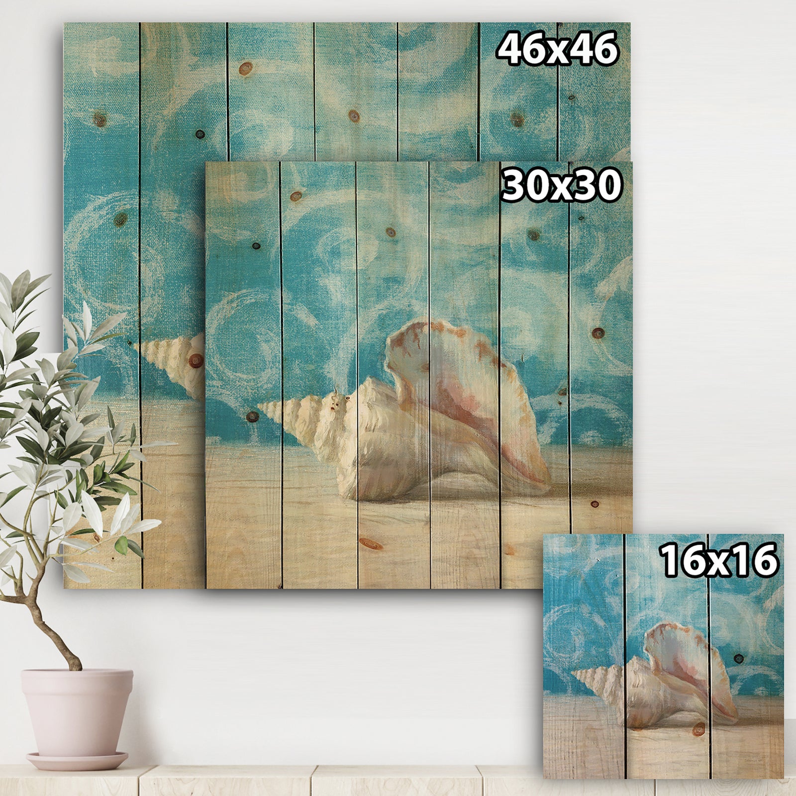 Composition from the Sea I - Nautical & Coastal Print on Natural Pine Wood