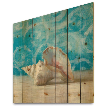 Composition from the Sea I - Nautical & Coastal Print on Natural Pine Wood