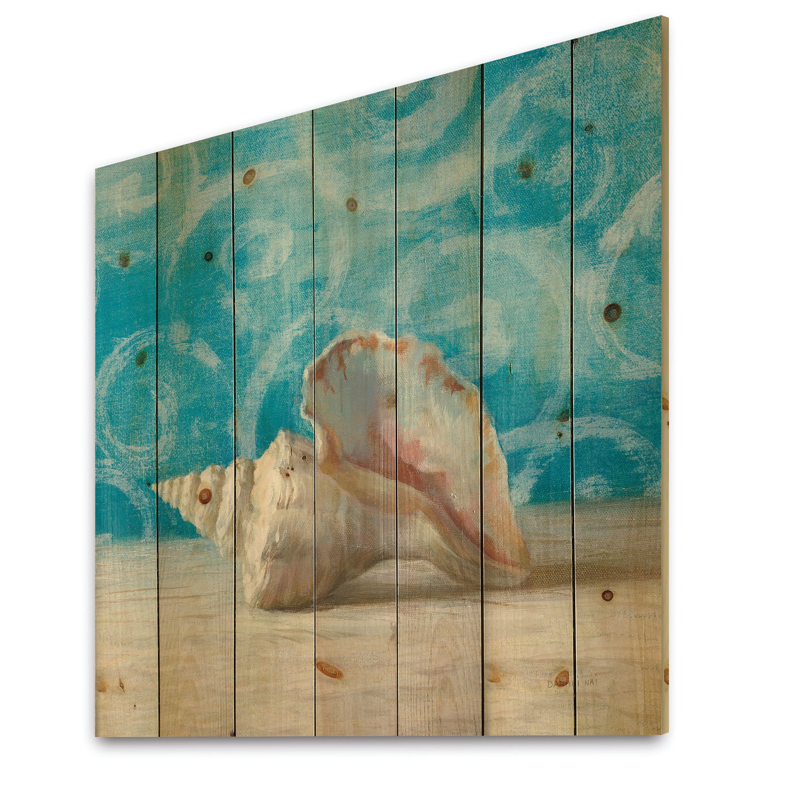 Composition from the Sea I - Nautical & Coastal Print on Natural Pine Wood