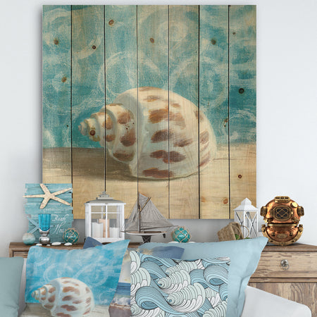 Composition from the Sea III - Nautical & Coastal Print on Natural Pine Wood
