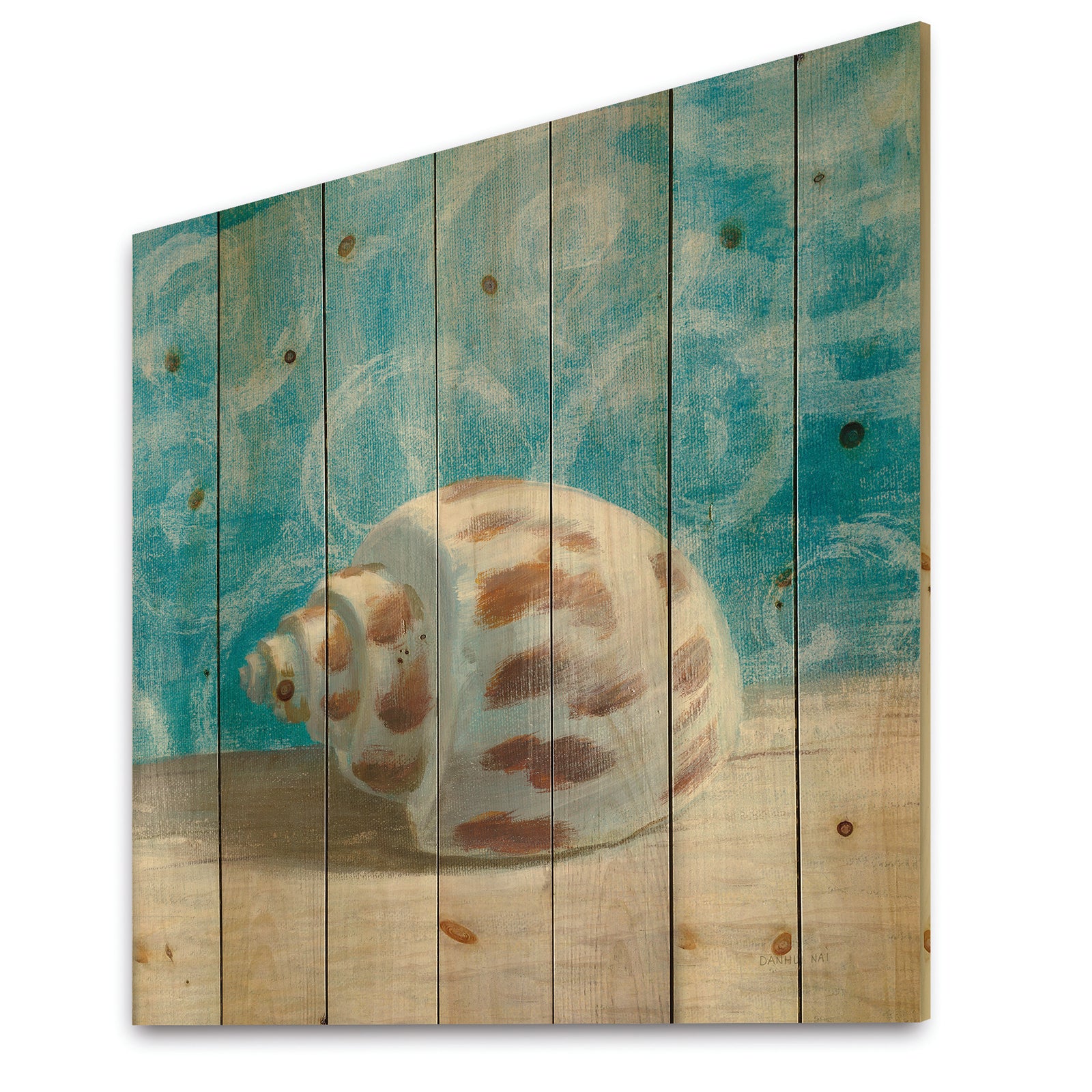 Composition from the Sea III - Nautical & Coastal Print on Natural Pine Wood