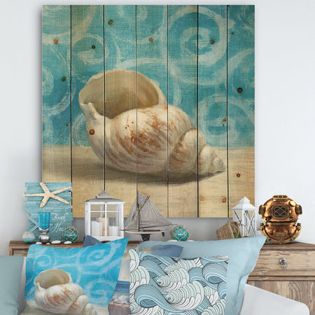 Composition from the Sea IV - Nautical & Coastal Print on Natural Pine Wood